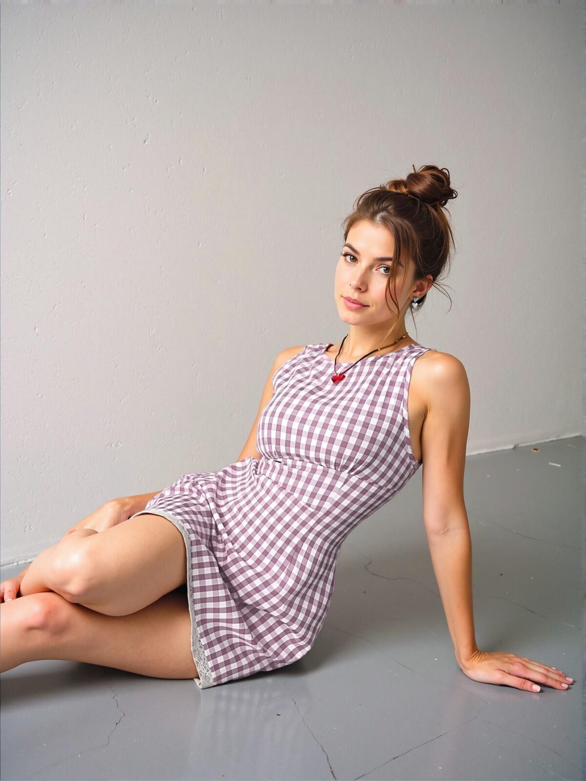 Elegant Mauve Purple Flared Plaid Print Bodycon Mini Dress with Contrast Lace Detail for Women – Chic, Classy and Trendy Fashion Style to Dress to Impress - Image 3