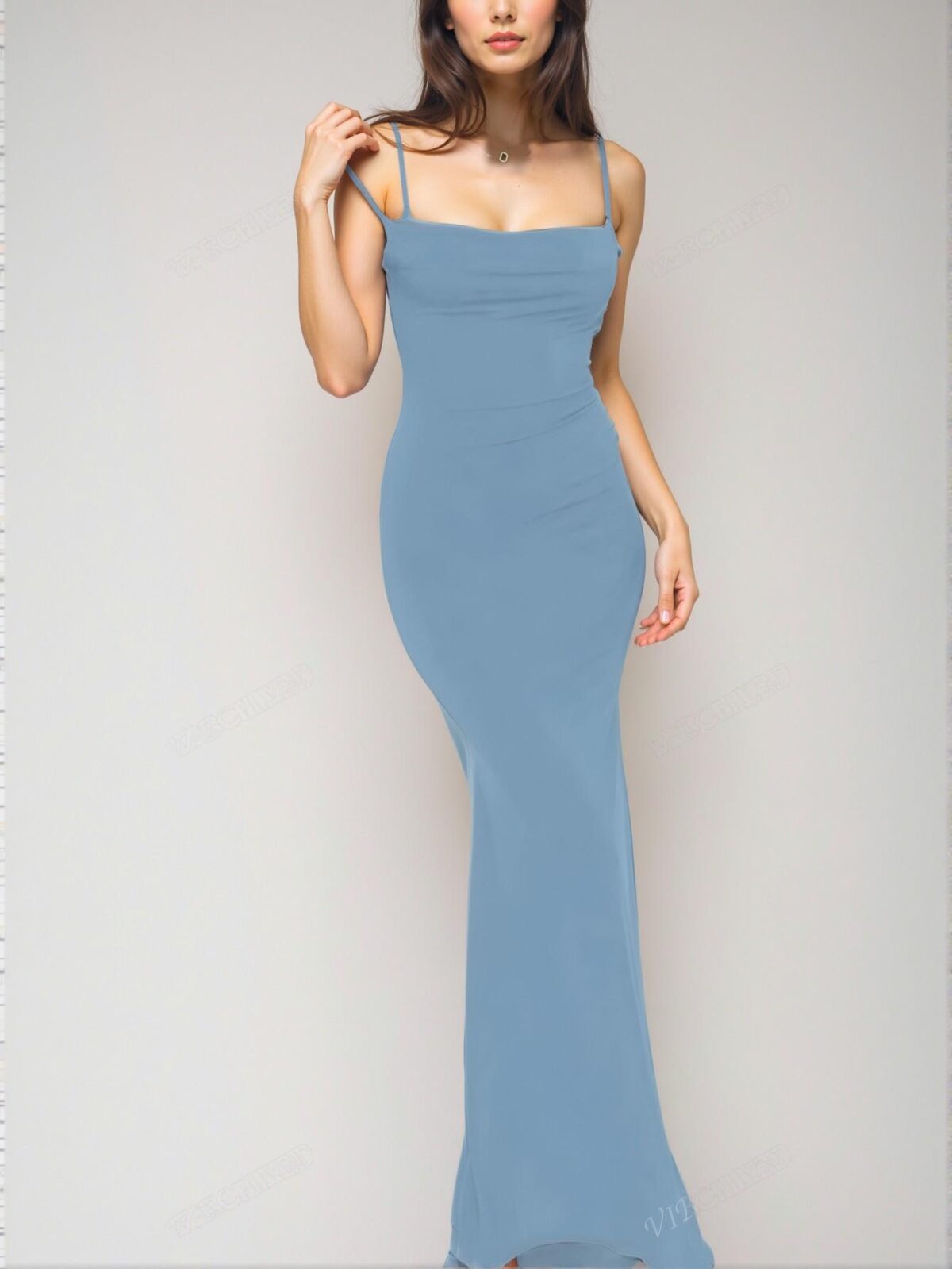 Elegant Baby Blue Sleek Backless Bodycon Dress for Parties, Vacations, and Nights Out - Chic, Classy and Trendy Fashion Style to Dress to Impress - Image 2
