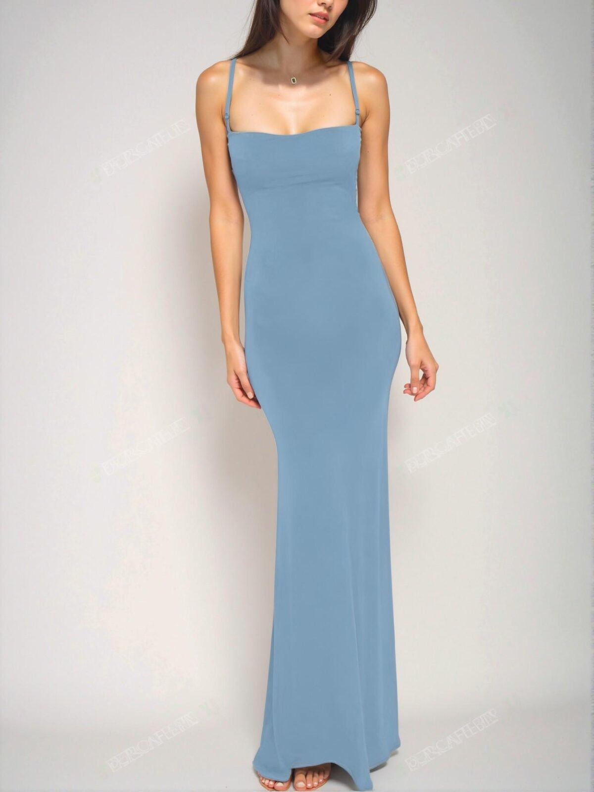 Elegant Baby Blue Sleek Backless Bodycon Dress for Parties, Vacations, and Nights Out - Chic, Classy and Trendy Fashion Style to Dress to Impress - Image 3