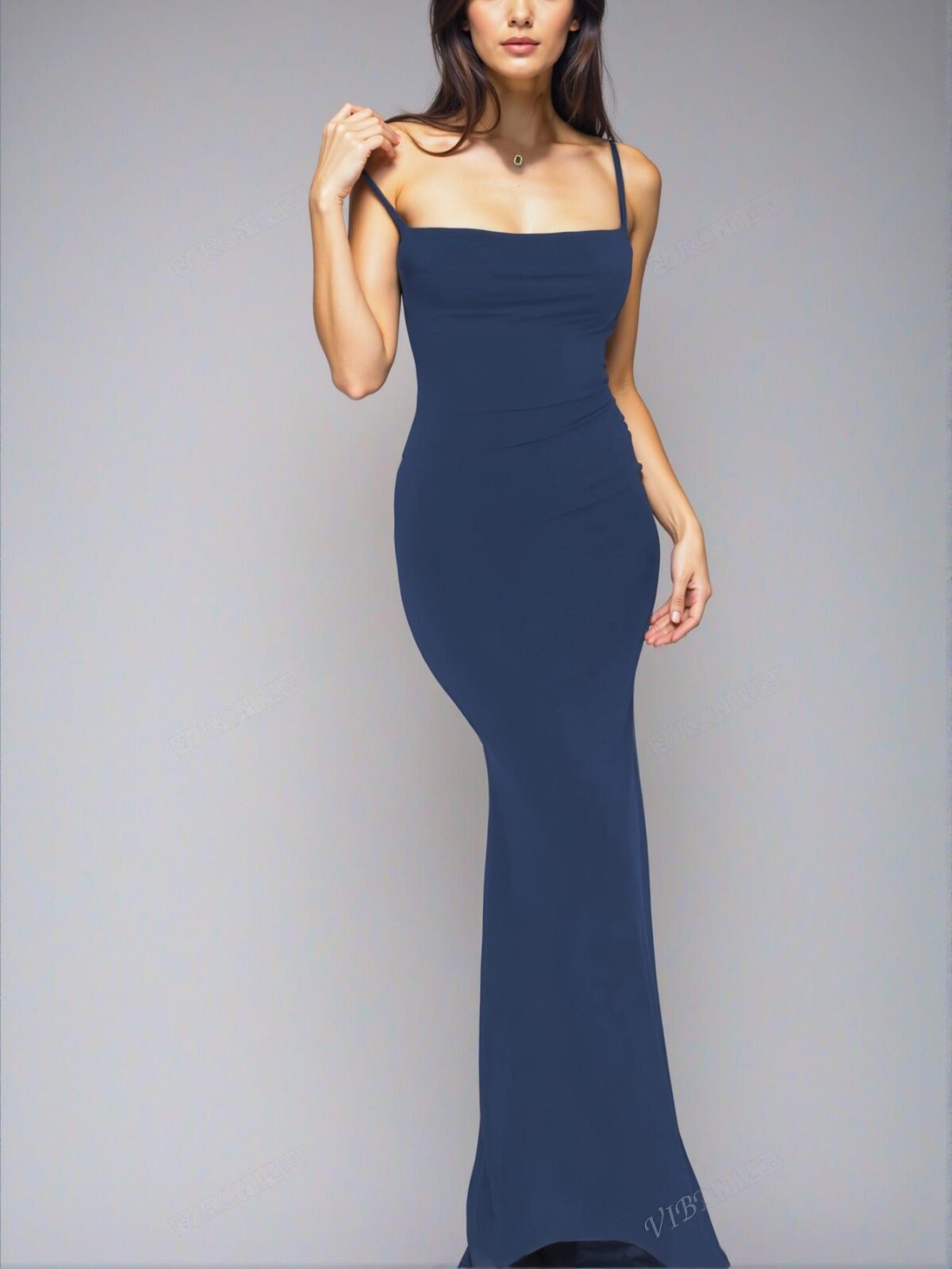 Elegant Navy Blue Sleek Backless Bodycon Dress with Slit for Night Out, Parties, and Beach Getaways - Chic, Classy, and Trendy Fashion Style to Dress to Impress - Image 2