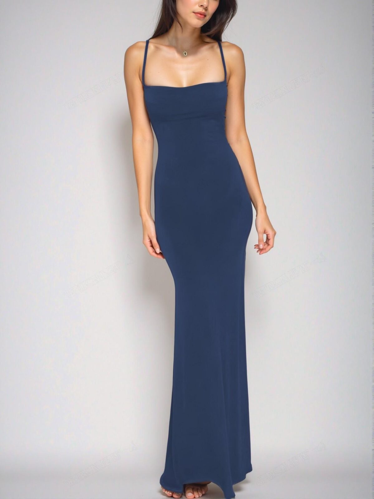 Elegant Navy Blue Sleek Backless Bodycon Dress with Slit for Night Out, Parties, and Beach Getaways - Chic, Classy, and Trendy Fashion Style to Dress to Impress - Image 3