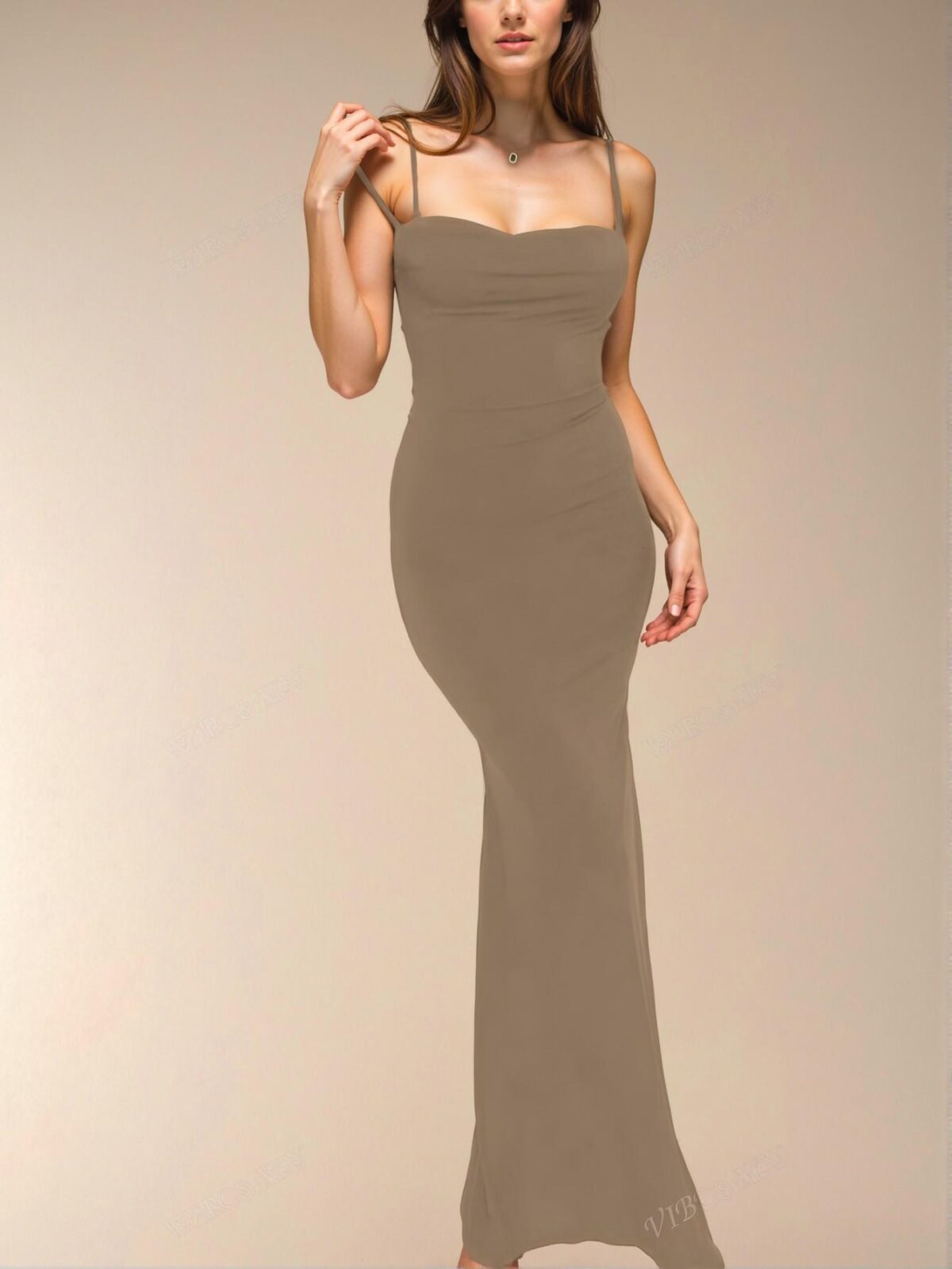 Elegant Khaki Stylish Backless Bodycon Dress with Slit for Night Out, Parties, and Casual Events - Chic, Classy, and Trendy Fashion Style to Dress to Impress - Image 2