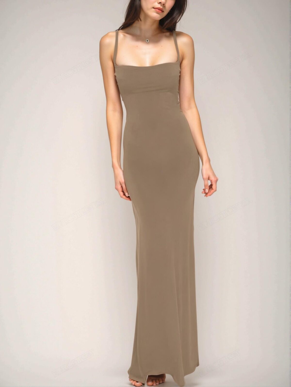Elegant Khaki Stylish Backless Bodycon Dress with Slit for Night Out, Parties, and Casual Events - Chic, Classy, and Trendy Fashion Style to Dress to Impress - Image 3