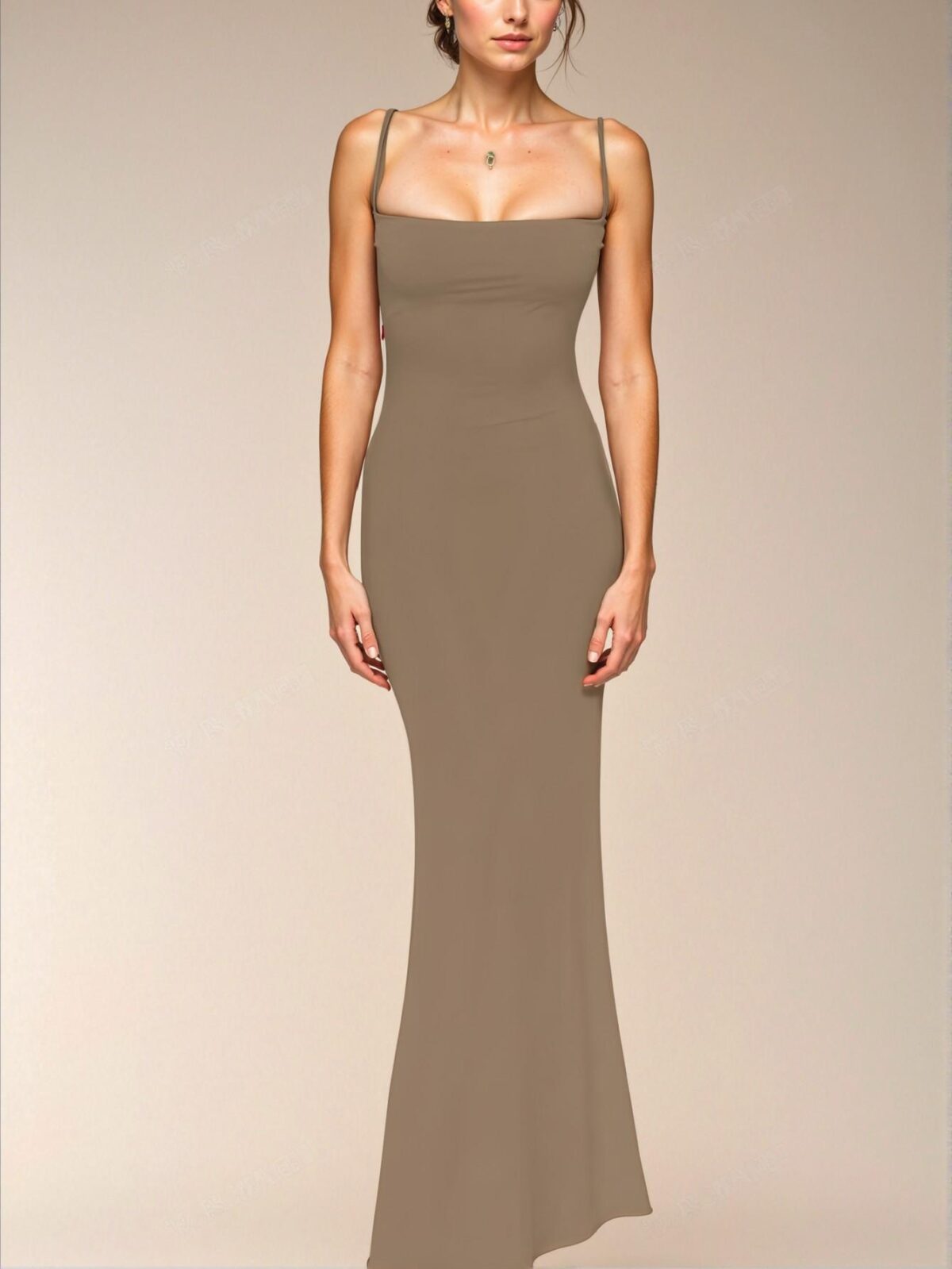 Elegant Khaki Stylish Backless Bodycon Dress with Slit for Night Out, Parties, and Casual Events - Chic, Classy, and Trendy Fashion Style to Dress to Impress - Image 4