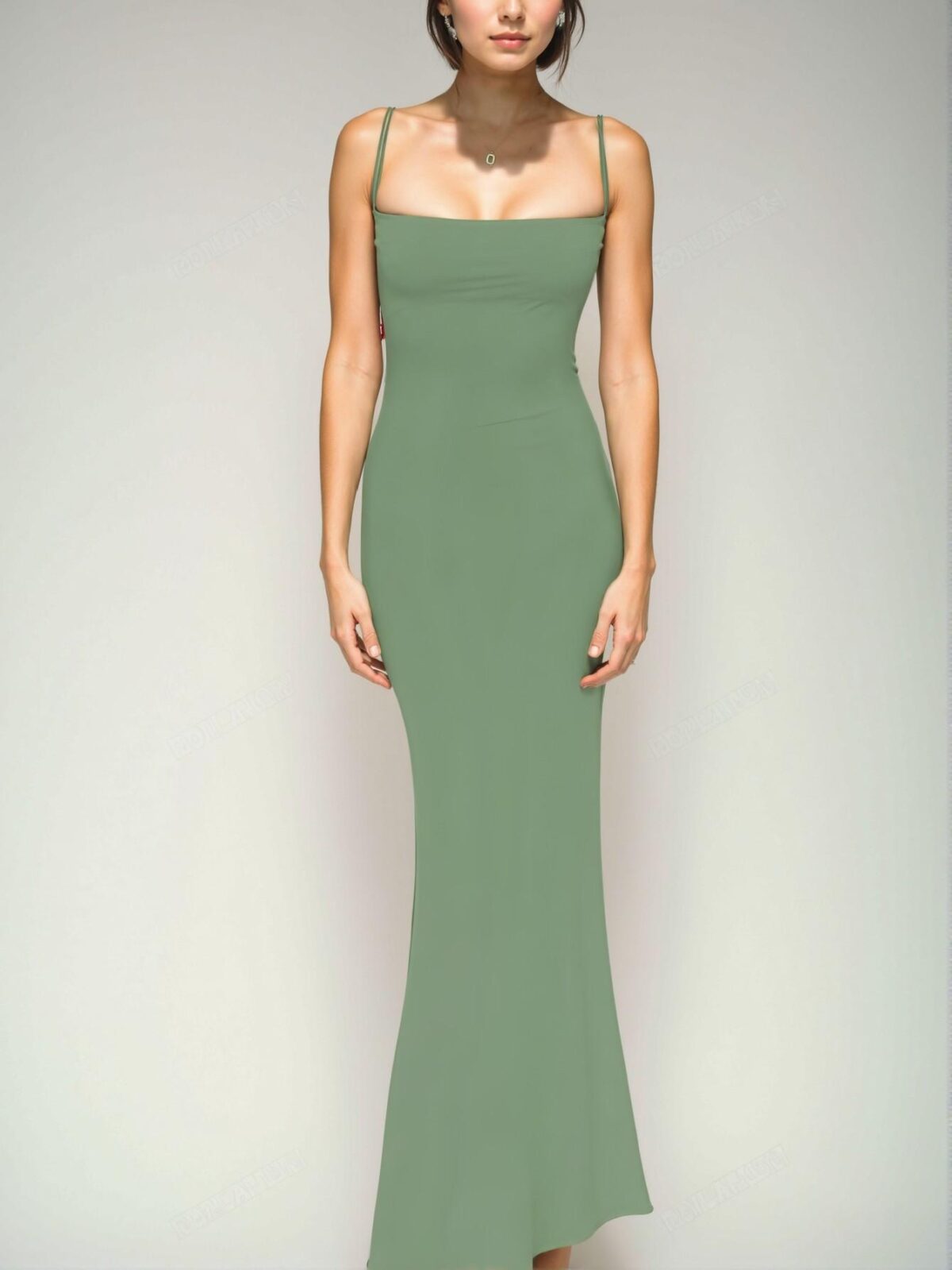 Elegant Mint Green Bodycon Spaghetti Strap Dress with Slit and Ruffle Hem for Night Out, Weddings, and Beach Vacations – Chic, Classy and Trendy Fashion Style to Dress to Impress - Image 4