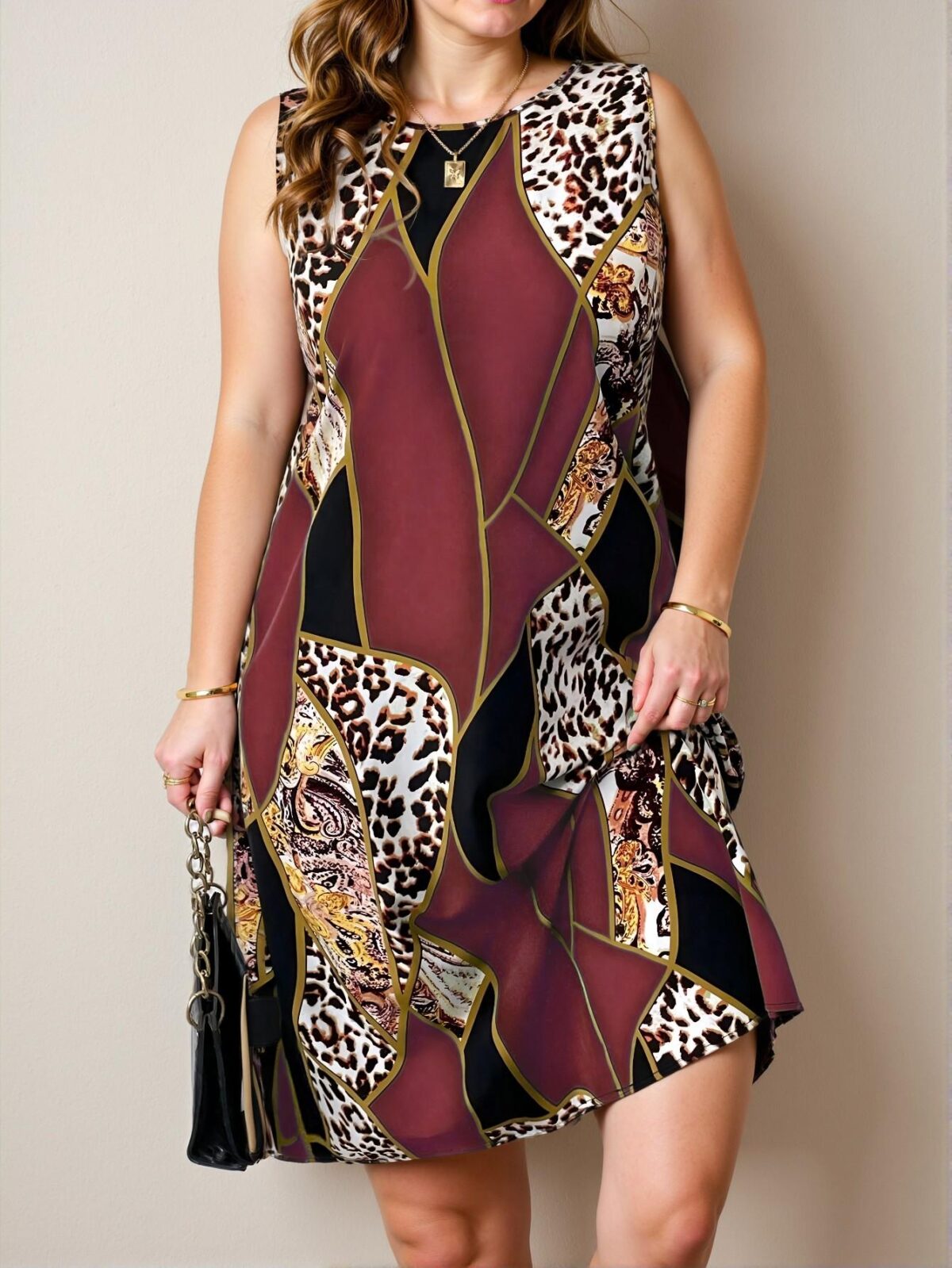 Elegant Redwood Stylish Plus Size Round Neck Sleeveless Maxi Dress with Pockets for Spring and Summer - Chic, Classy and Trendy Fashion Style to Dress to Impress - Image 5