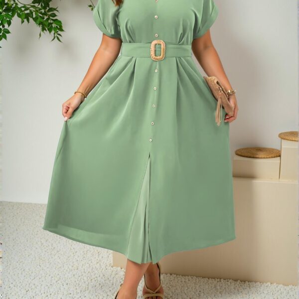 Elegant Mint Green Casual Maxi Dress with Button Detail and Slit Hem for Spring and Summer - Chic, Classy and Trendy Fashion Style to Dress to Impress