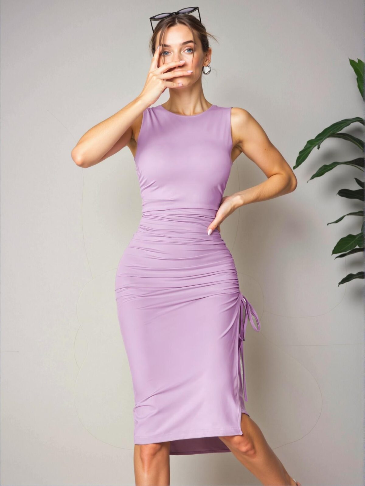 Elegant Lilac Knitted Sleeveless Bodycon Dress for Women, Perfect Vacation Outfit for Spring and Summer, Chic, Classy and Trendy Fashion Style to Dress to Impress - Image 4