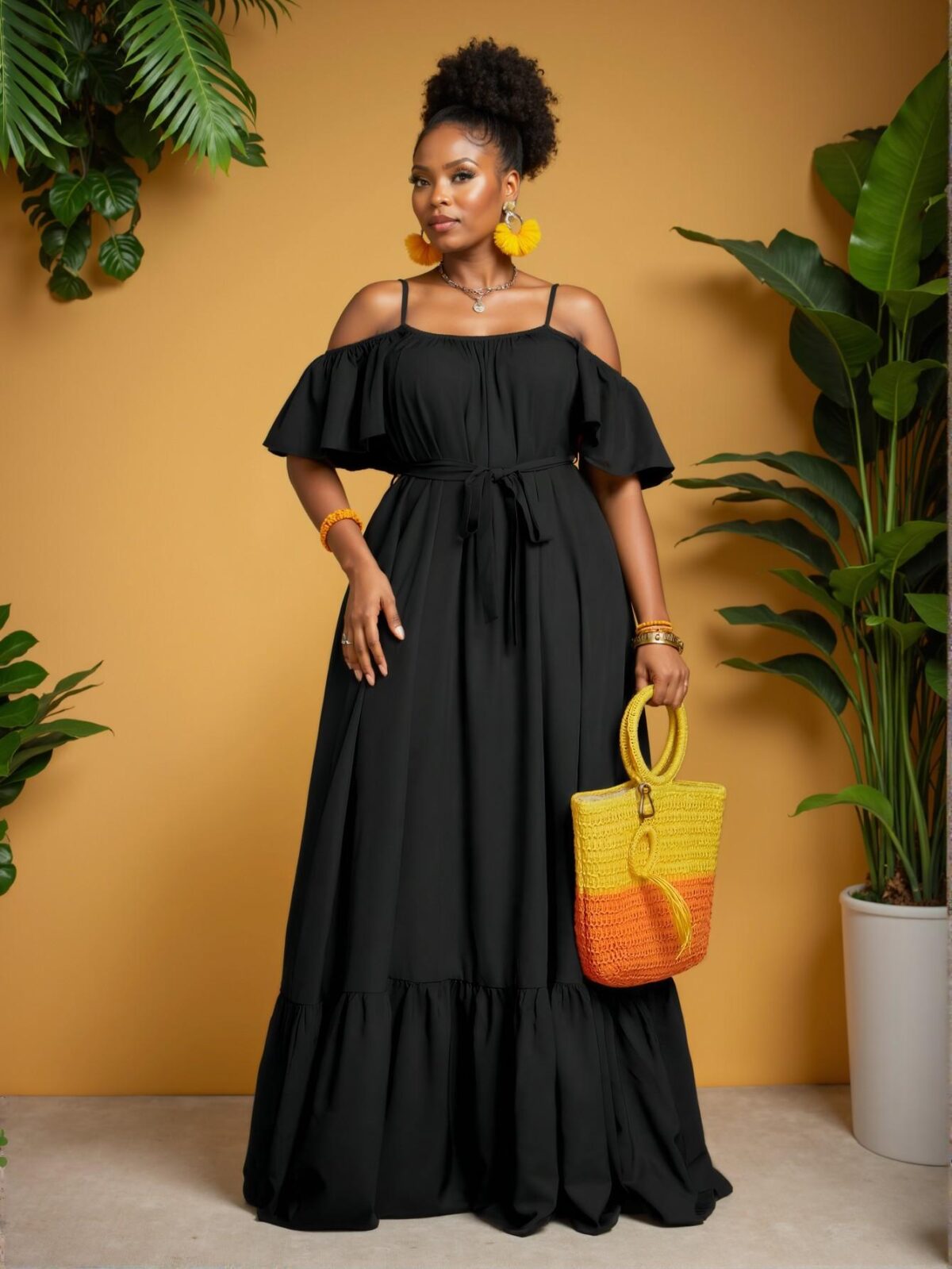 Elegant Black Off-Shoulder Ruffled Dress Perfect for Spring and Summer Vacations - Chic, Classy and Trendy Fashion Style to Dress to Impress