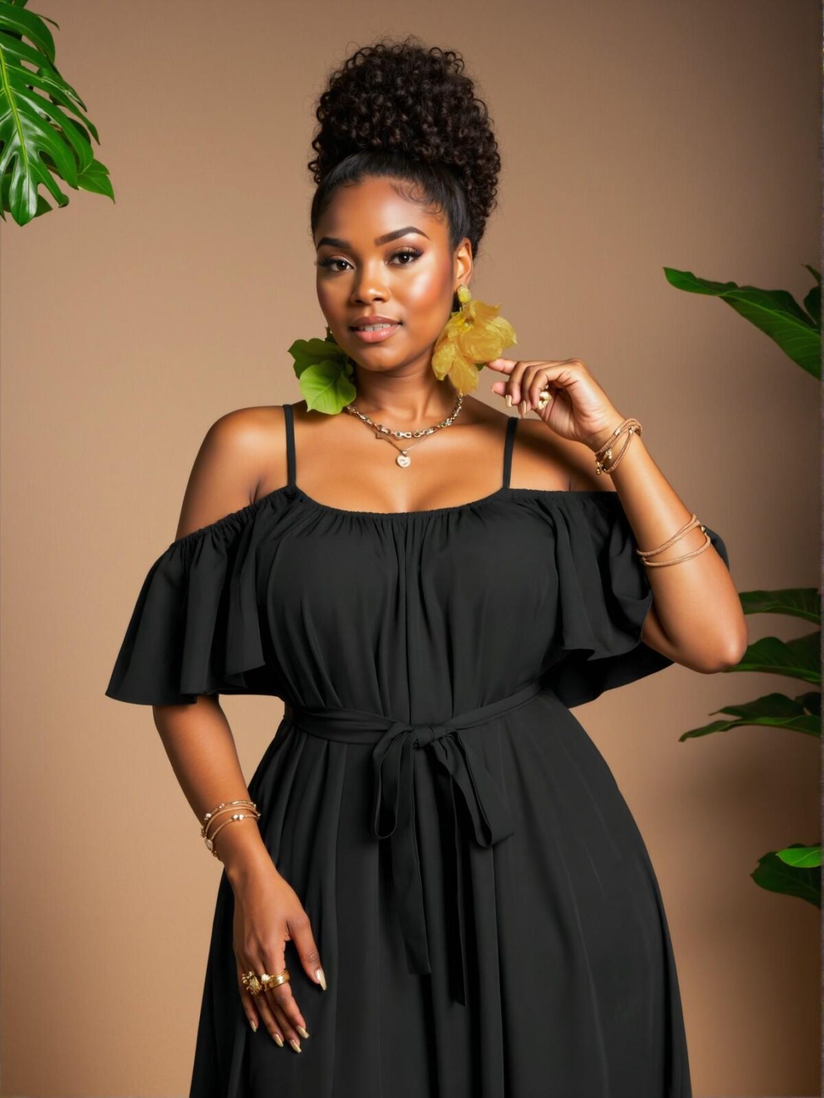 Elegant Black Off-Shoulder Ruffled Dress Perfect for Spring and Summer Vacations - Chic, Classy and Trendy Fashion Style to Dress to Impress - Image 3