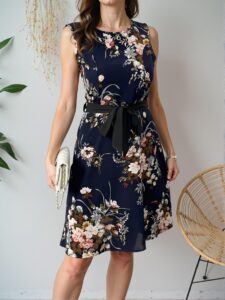 Elegant Navy Blue Boho A-Line Sleeveless Dress, Perfect for Spring and Summer Events | Chic, Classy, and Trendy Fashion Style to Dress to Impress