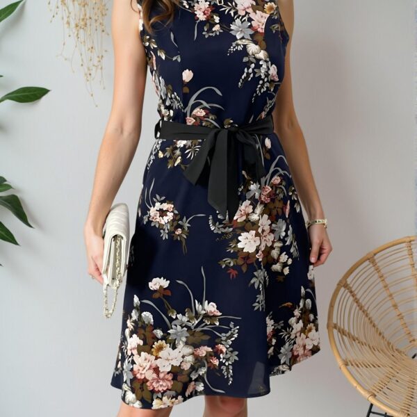 Elegant Navy Blue Boho A-Line Sleeveless Dress, Perfect for Spring and Summer Events | Chic, Classy, and Trendy Fashion Style to Dress to Impress