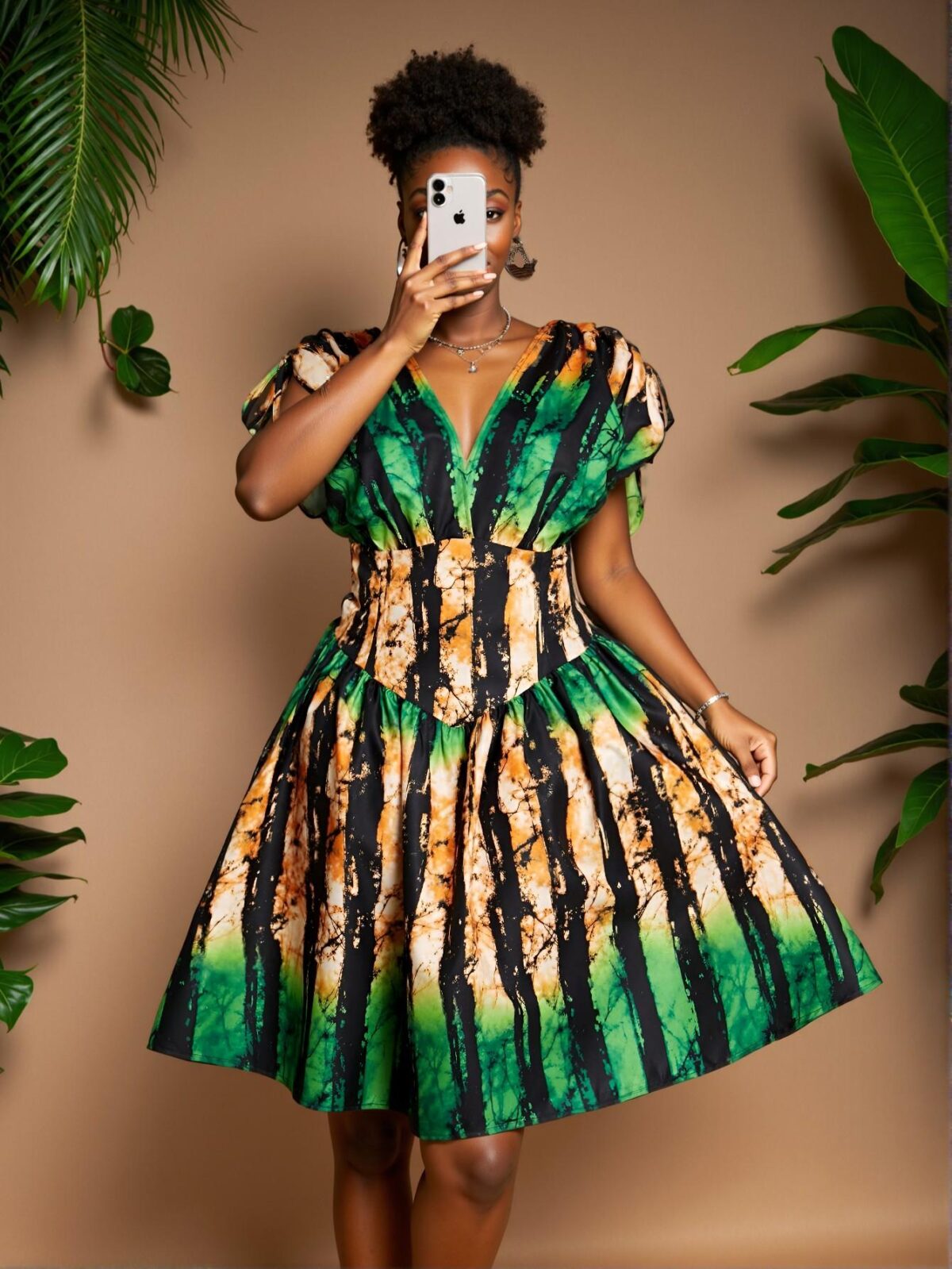 Elegant Multicolor Flared A-Line Dress with Ruffle Hem and Shirred Details for Spring and Summer Chic, Classy and Trendy Fashion Style to Dress to Impress - Image 2
