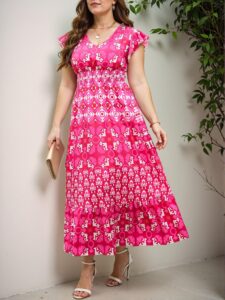 Elegant Multicolor Floral A-Line Long Dress with Ruffle Sleeves for Women - Perfect for Vacation and Summer Outings, Chic, Classy and Trendy Fashion Style to Dress to Impress