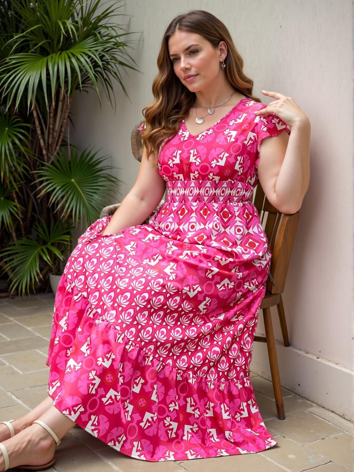 Elegant Multicolor Floral A-Line Long Dress with Ruffle Sleeves for Women - Perfect for Vacation and Summer Outings, Chic, Classy and Trendy Fashion Style to Dress to Impress - Image 2