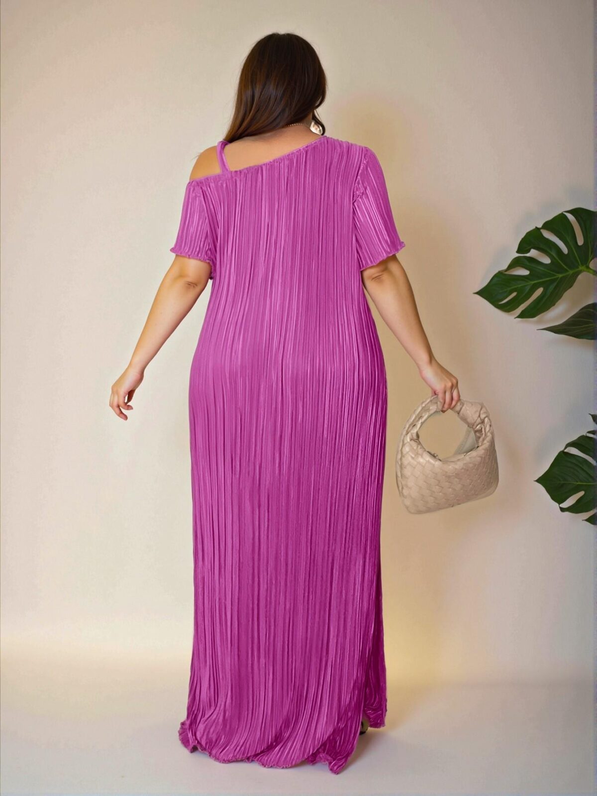 Elegant Purple Stylish Casual Sleeveless Patchwork Dress with Metal Accents and Pockets for Plus Size Women - Chic, Classy and Trendy Fashion Style to Dress to Impress - Image 3