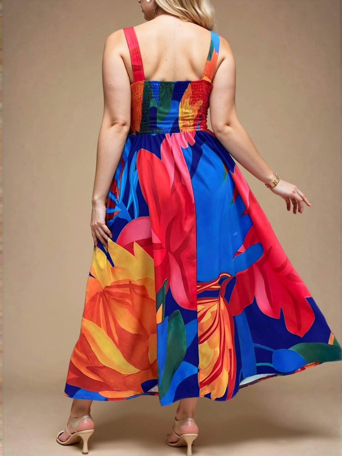 Elegant Blue Bohemian Sleeveless Square Neck A-Line Dress for Warm Weather Chic, Classy, and Trendy Fashion Style to Dress to Impress - Image 2