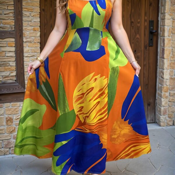 Elegant Yellow Flared A-Line Dress with Square Neck and Straps for Spring and Summer - Chic, Classy, and Trendy Fashion Style to Dress to Impress