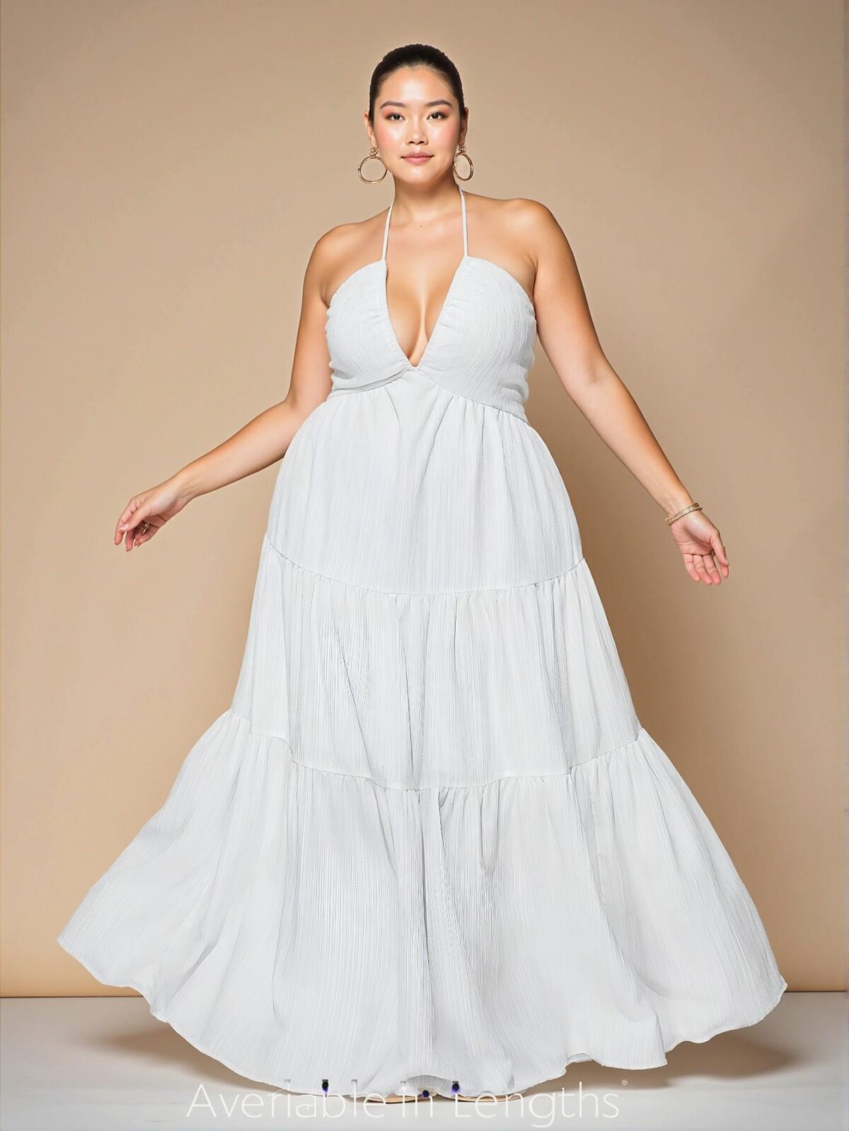 Elegant Apricot Graceful V-Neck Solid Cami Dress Perfect for Spring and Summer Chic, Classy and Trendy Fashion Style to Dress to Impress