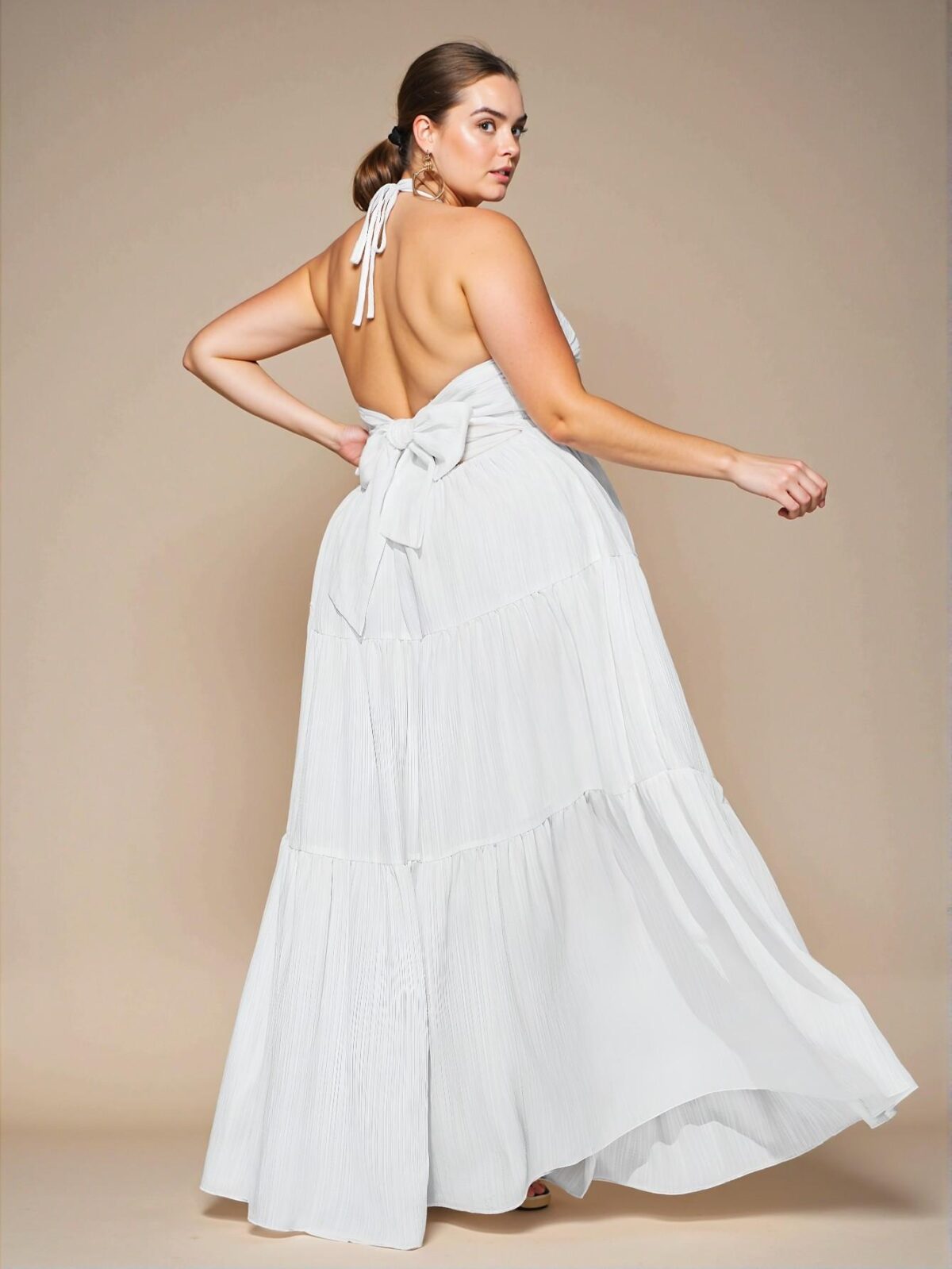 Elegant Apricot Graceful V-Neck Solid Cami Dress Perfect for Spring and Summer Chic, Classy and Trendy Fashion Style to Dress to Impress - Image 2