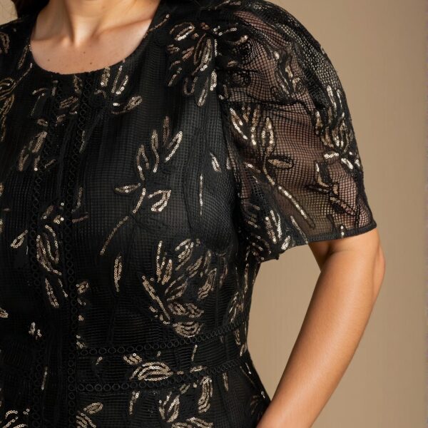 Elegant Black Textured Apricot Short Sleeve Dress, Perfect for Spring and Summer Celebrations and Getaways "Chic, Classy and Trendy Fashion Style to Dress to Impress"