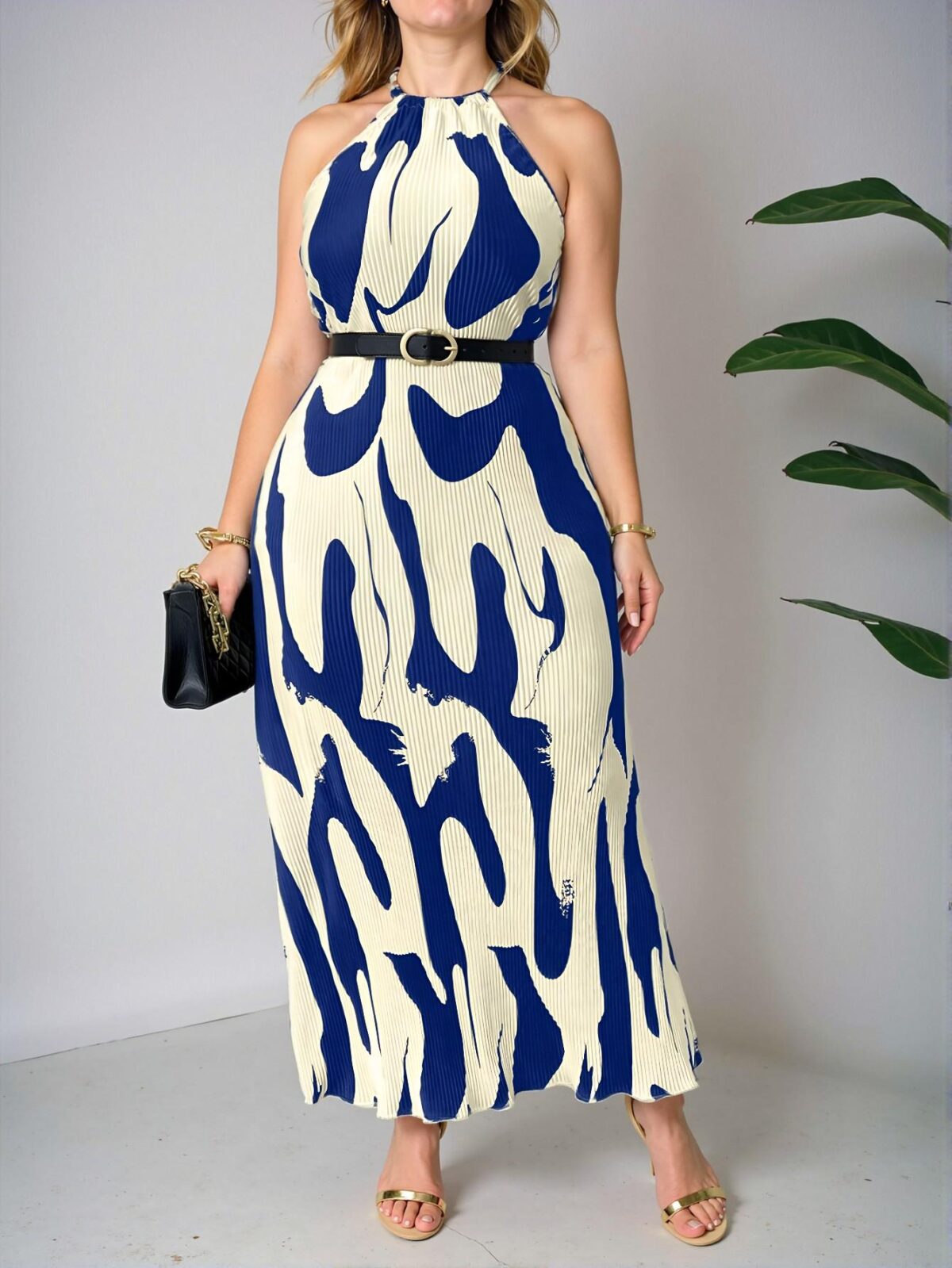 Elegant Royal Blue A-Line Sleeveless Dress with Back Buttons for Casual and Vacation Wear in Spring and Summer - Chic, Classy and Trendy Fashion Style to Dress to Impress