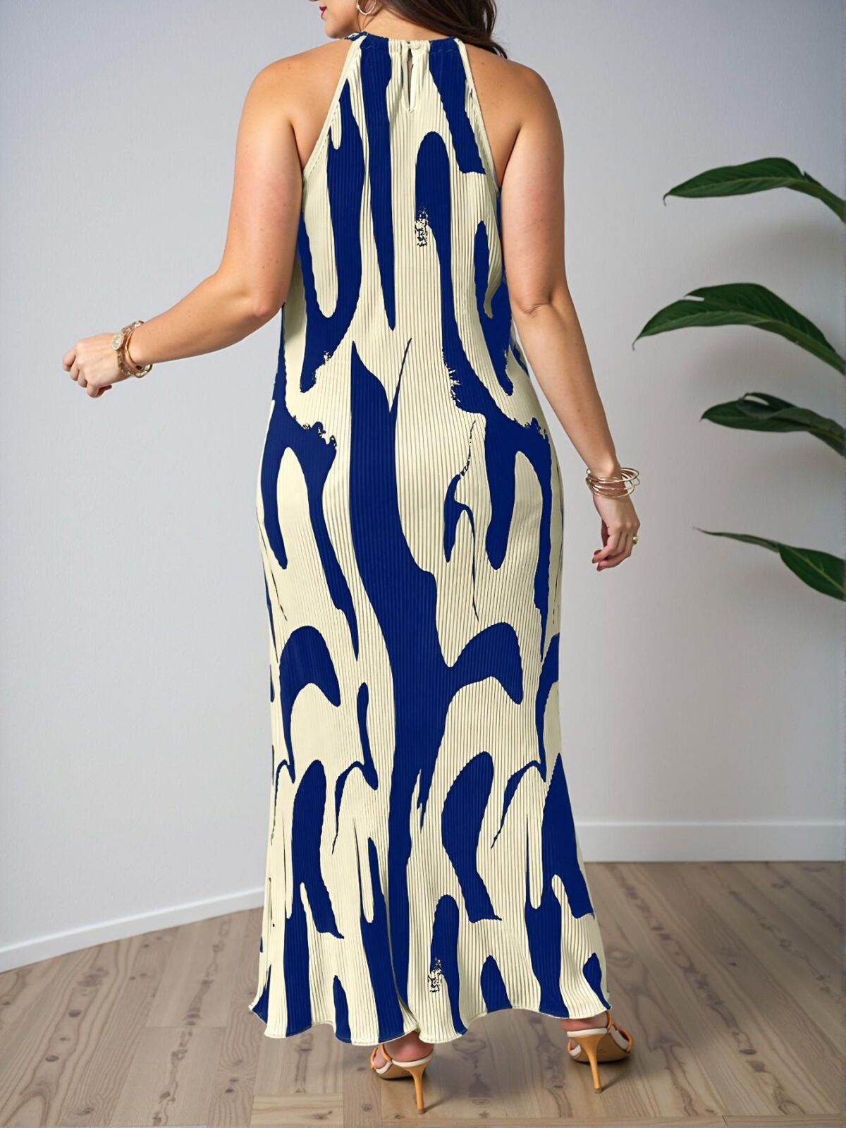 Elegant Royal Blue A-Line Sleeveless Dress with Back Buttons for Casual and Vacation Wear in Spring and Summer - Chic, Classy and Trendy Fashion Style to Dress to Impress - Image 2
