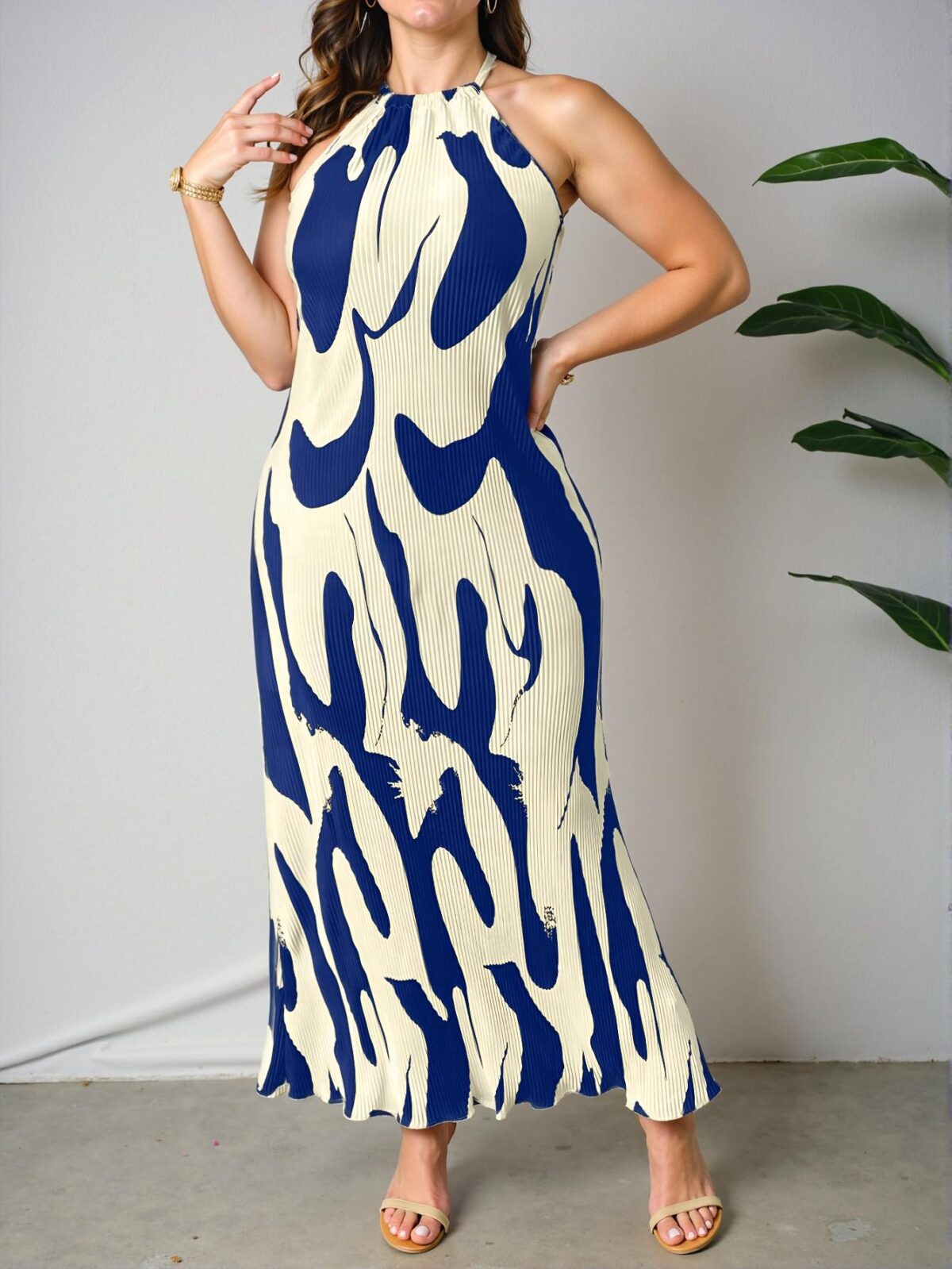 Elegant Royal Blue A-Line Sleeveless Dress with Back Buttons for Casual and Vacation Wear in Spring and Summer - Chic, Classy and Trendy Fashion Style to Dress to Impress - Image 3