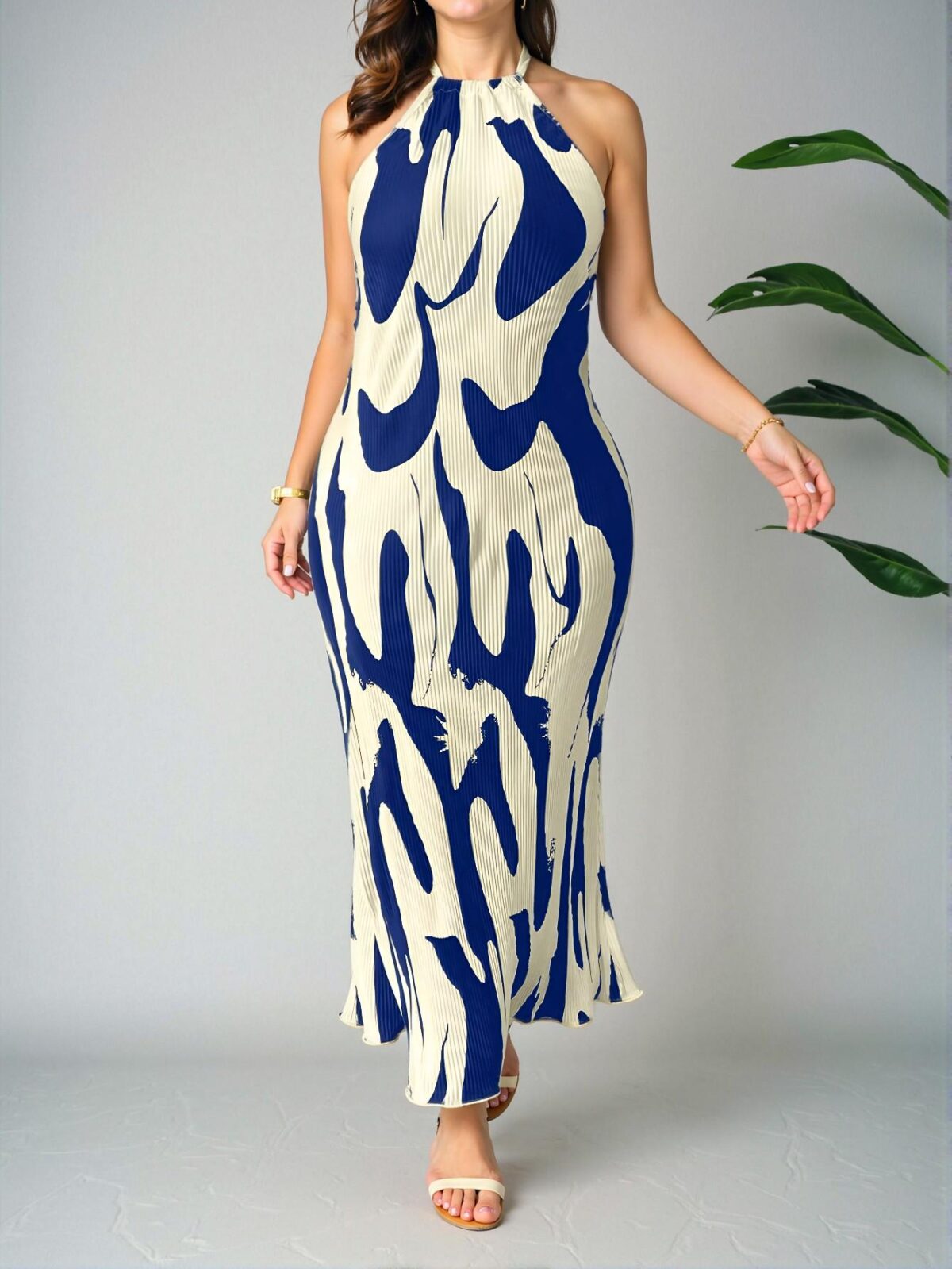 Elegant Royal Blue A-Line Sleeveless Dress with Back Buttons for Casual and Vacation Wear in Spring and Summer - Chic, Classy and Trendy Fashion Style to Dress to Impress - Image 4
