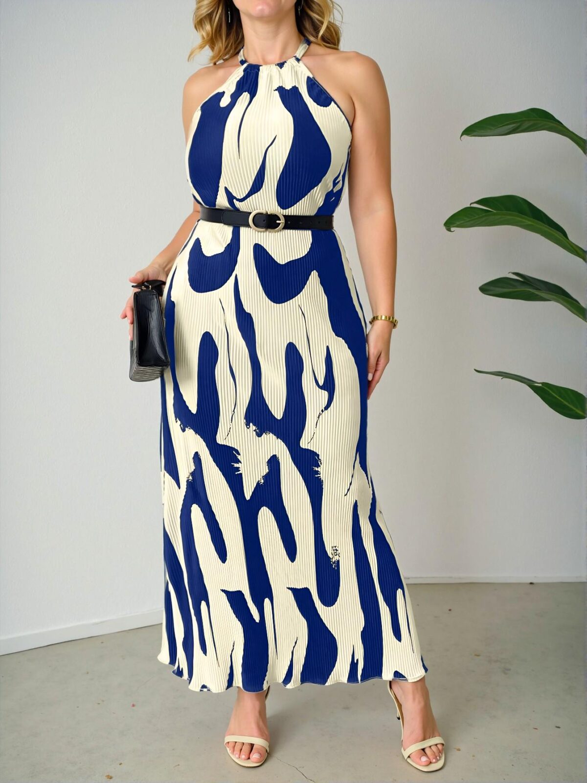 Elegant Royal Blue A-Line Sleeveless Dress with Back Buttons for Casual and Vacation Wear in Spring and Summer - Chic, Classy and Trendy Fashion Style to Dress to Impress - Image 5