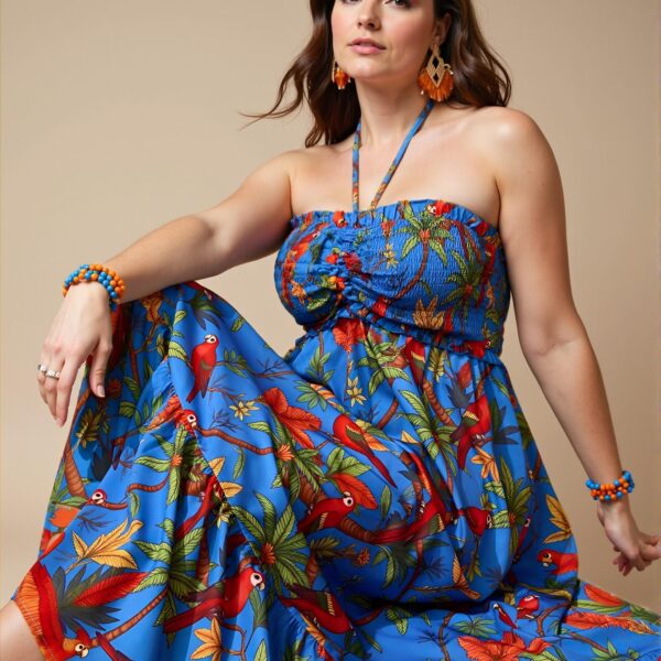 Elegant Multicolor Boho Floral Print Halter Maxi A-Line Dress with Elastic Waist for Spring and Summer "Chic, Classy and Trendy Fashion Style to Dress to Impress"