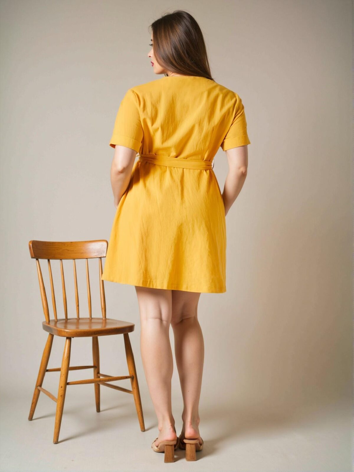 Elegant Yellow Stylish A-Line Casual Drawstring Waist Short Sleeve Dress for Spring and Summer "Chic, Classy and Trendy Fashion Style to Dress to Impress" - Image 2