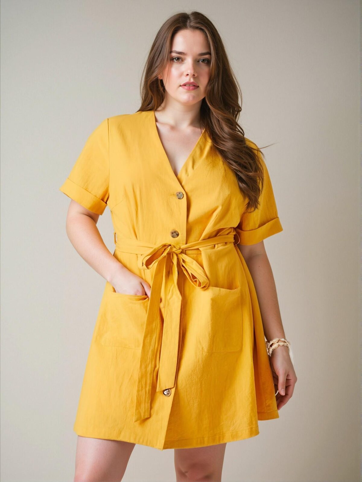 Elegant Yellow Stylish A-Line Casual Drawstring Waist Short Sleeve Dress for Spring and Summer "Chic, Classy and Trendy Fashion Style to Dress to Impress" - Image 3