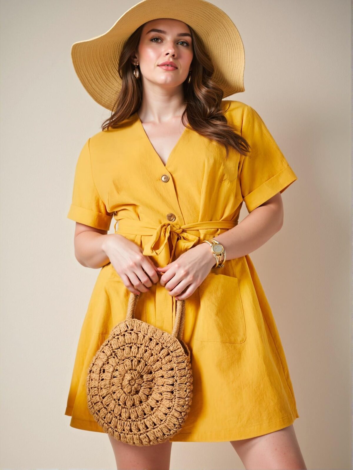 Elegant Yellow Stylish A-Line Casual Drawstring Waist Short Sleeve Dress for Spring and Summer "Chic, Classy and Trendy Fashion Style to Dress to Impress" - Image 5