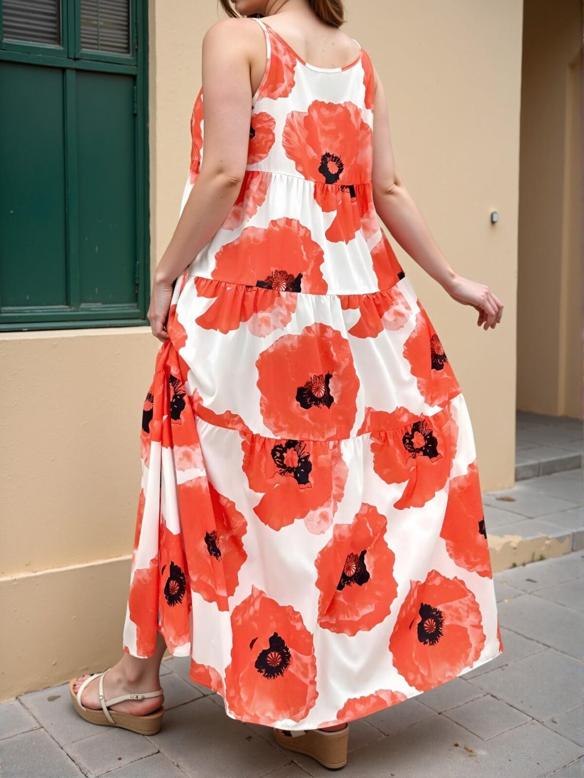 Elegant Multicolor Floral Print Tiered Layered Sundress for Tropical Getaways - Chic, Classy and Trendy Fashion Style to Dress to Impress - Image 2