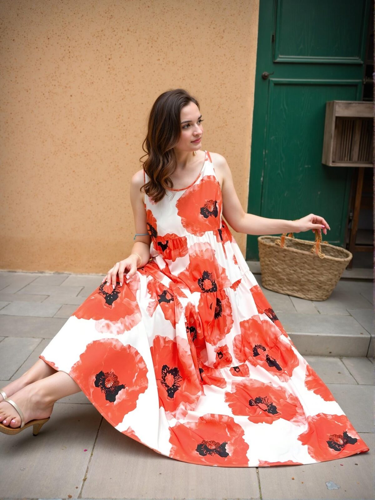Elegant Multicolor Floral Print Tiered Layered Sundress for Tropical Getaways - Chic, Classy and Trendy Fashion Style to Dress to Impress - Image 3