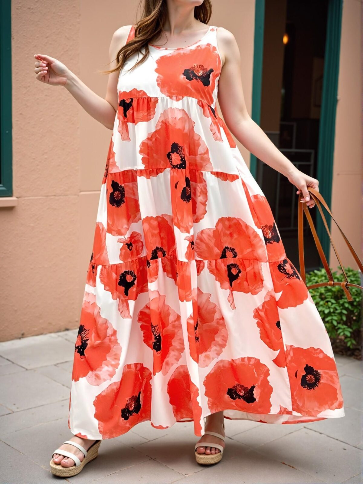 Elegant Multicolor Floral Print Tiered Layered Sundress for Tropical Getaways - Chic, Classy and Trendy Fashion Style to Dress to Impress - Image 4