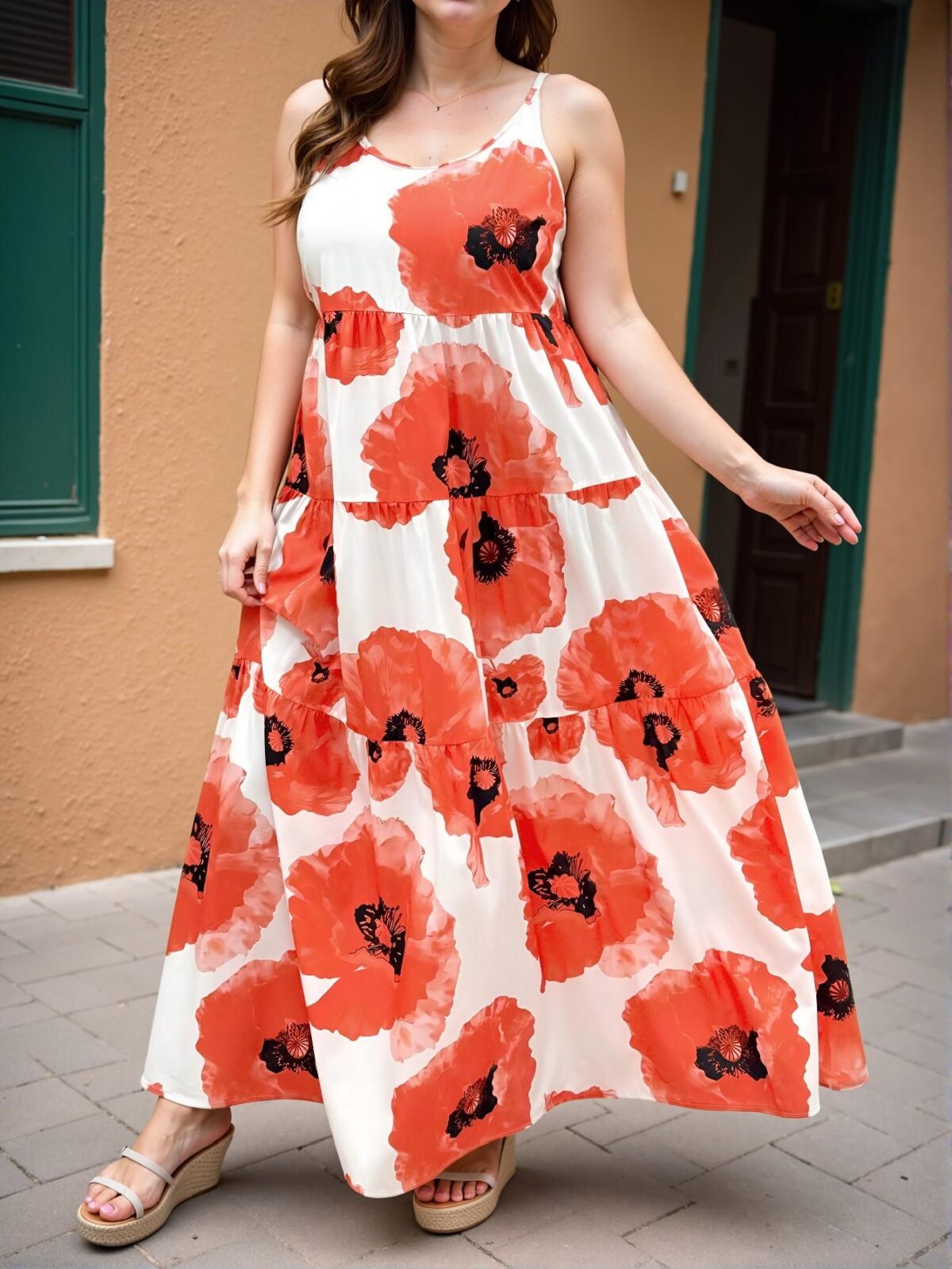 Elegant Multicolor Floral Print Tiered Layered Sundress for Tropical Getaways - Chic, Classy and Trendy Fashion Style to Dress to Impress - Image 5