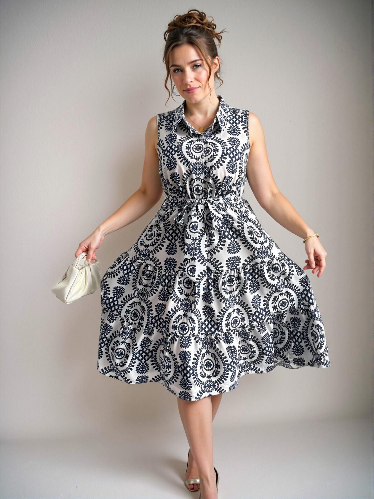 Elegant Multicolor Stylish Sleeveless A-Line Dress for Spring and Summer - Chic, Classy and Trendy Fashion Style to Dress to Impress - Image 3