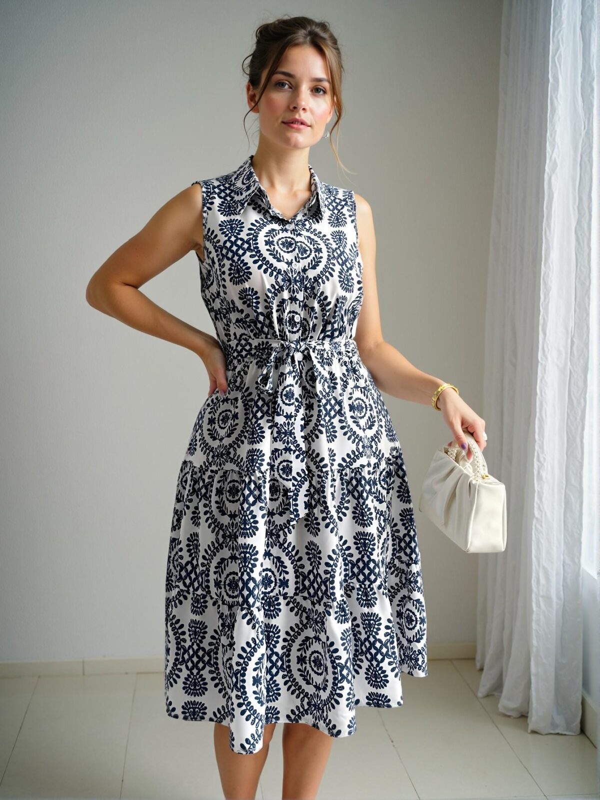 Elegant Multicolor Stylish Sleeveless A-Line Dress for Spring and Summer - Chic, Classy and Trendy Fashion Style to Dress to Impress - Image 4