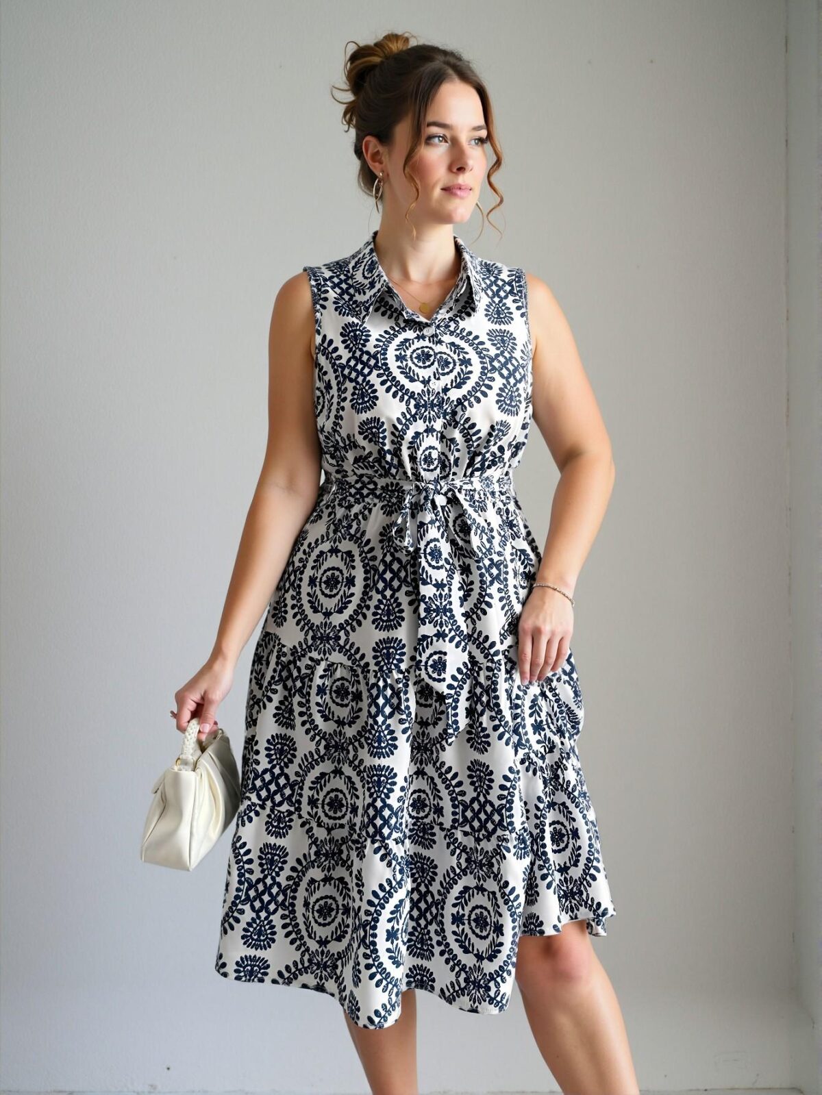 Elegant Multicolor Stylish Sleeveless A-Line Dress for Spring and Summer - Chic, Classy and Trendy Fashion Style to Dress to Impress - Image 5