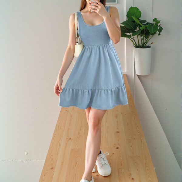Elegant Blue Stylish Striped Knitted Splicing Dress for Spring and Summer - Chic, Classy and Trendy Fashion Style to Dress to Impress
