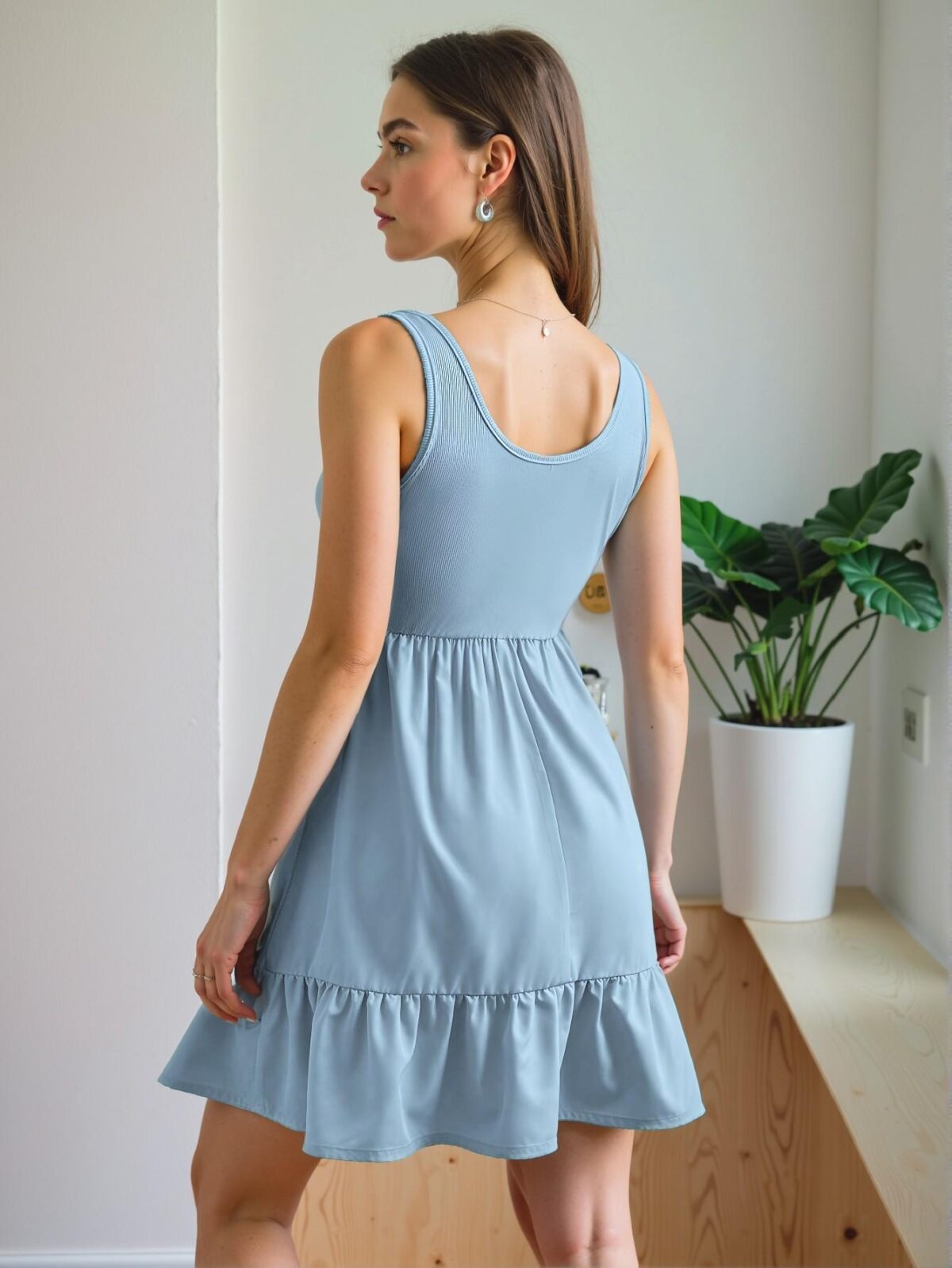 Elegant Blue Stylish Striped Knitted Splicing Dress for Spring and Summer - Chic, Classy and Trendy Fashion Style to Dress to Impress - Image 2
