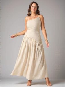 Elegant Khaki Criss Cross Backless Maxi Dress with Ruched Ruffle Hem - the Perfect Summer Outfit for Concerts, Festivals, Country Events, and Beach Days - Chic, Classy and Trendy Fashion Style to Dress to Impress