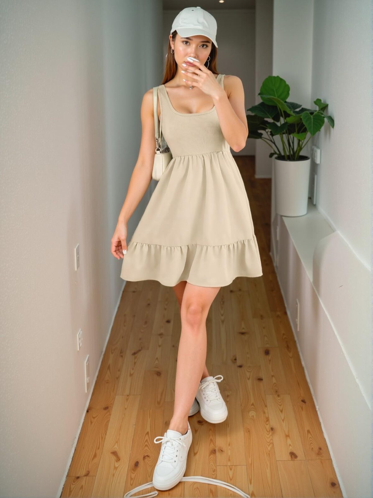 Elegant Apricot Charming Casual Sleeveless Dress with Ruffle Hem for Spring and Summer Chic, Classy and Trendy Fashion Style to Dress to Impress - Image 5