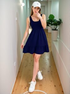 Elegant Navy Blue Chic Ruffled Backless Sleeveless Top and Dress for Spring and Summer - Chic, Classy and Trendy Fashion Style to Dress to Impress