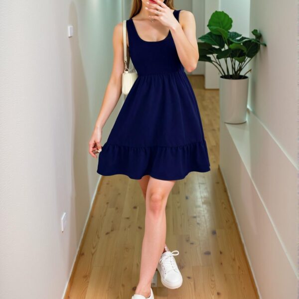 Elegant Navy Blue Chic Ruffled Backless Sleeveless Top and Dress for Spring and Summer - Chic, Classy and Trendy Fashion Style to Dress to Impress
