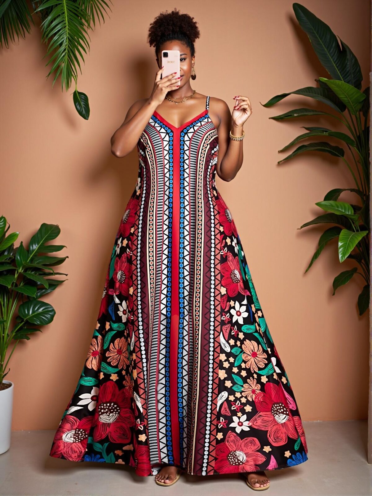 Elegant Multicolor Bohemian Beach Resort Print Long Dress for Summer Getaways Chic, Classy and Trendy Fashion Style to Dress to Impress