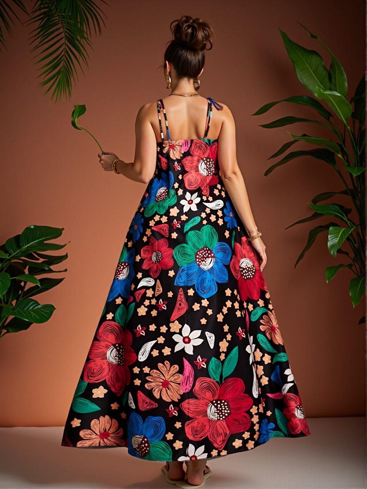 Elegant Multicolor Bohemian Beach Resort Print Long Dress for Summer Getaways Chic, Classy and Trendy Fashion Style to Dress to Impress - Image 2