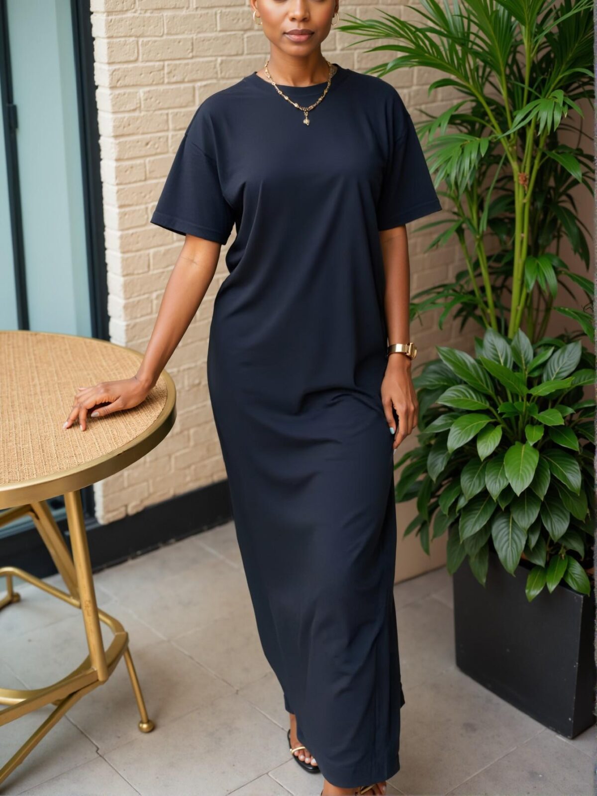 Elegant Black Bodycon Round Neck Short Sleeve Casual Long Dress for Spring and Summer - Chic, Classy and Trendy Fashion Style to Dress to Impress - Image 4